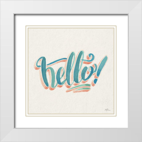 Hello I White Modern Wood Framed Art Print with Double Matting by Penner, Janelle