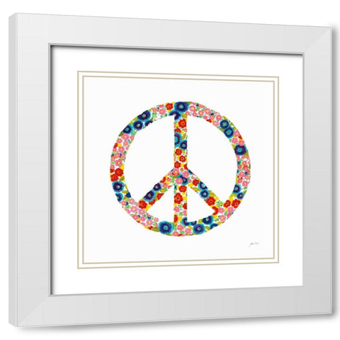 Peace and Love I White Modern Wood Framed Art Print with Double Matting by Davis, Joan E.