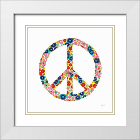 Peace and Love I White Modern Wood Framed Art Print with Double Matting by Davis, Joan E.