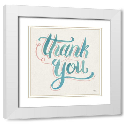 Thank You I White Modern Wood Framed Art Print with Double Matting by Penner, Janelle
