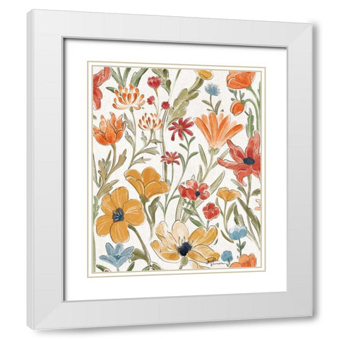 Spiced Petals Pattern I White Modern Wood Framed Art Print with Double Matting by Penner, Janelle