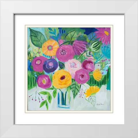 Bold Florals White Modern Wood Framed Art Print with Double Matting by Zaman, Farida