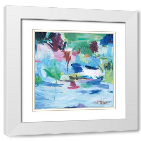 Lake Abstract White Modern Wood Framed Art Print with Double Matting by Zaman, Farida