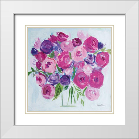 Roses are Pink White Modern Wood Framed Art Print with Double Matting by Zaman, Farida