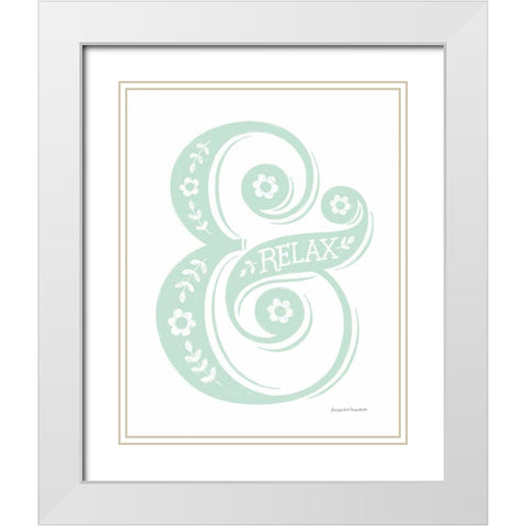 Relax Mint White Modern Wood Framed Art Print with Double Matting by Snowdon, Alexandra