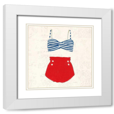 Retro Swimwear IV Newsprint Sq White Modern Wood Framed Art Print with Double Matting by Adams, Emily