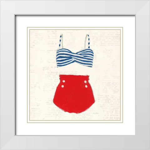 Retro Swimwear IV Newsprint Sq White Modern Wood Framed Art Print with Double Matting by Adams, Emily