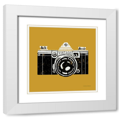 Vintage Camera Yellow White Modern Wood Framed Art Print with Double Matting by Mullan, Michael