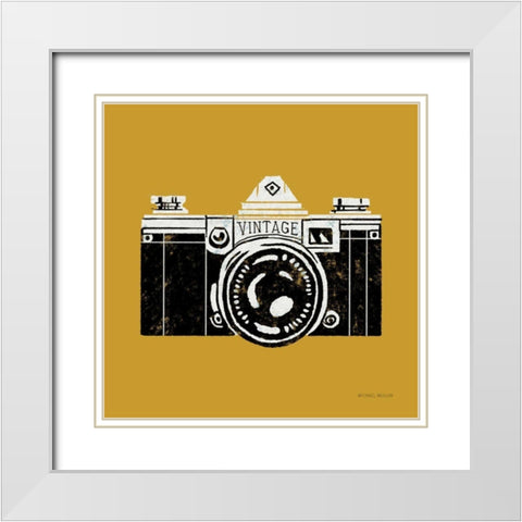 Vintage Camera Yellow White Modern Wood Framed Art Print with Double Matting by Mullan, Michael