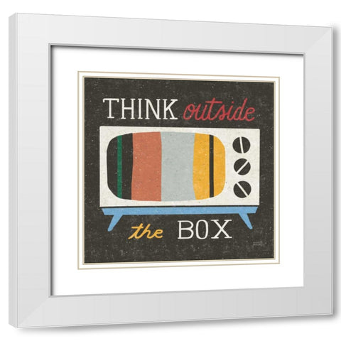Retro Desktop Television v2 White Modern Wood Framed Art Print with Double Matting by Mullan, Michael
