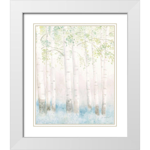 Soft Birches III White Modern Wood Framed Art Print with Double Matting by Wiens, James