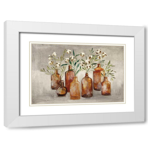 Cotton Still Life I Gray White Modern Wood Framed Art Print with Double Matting by Purinton, Julia