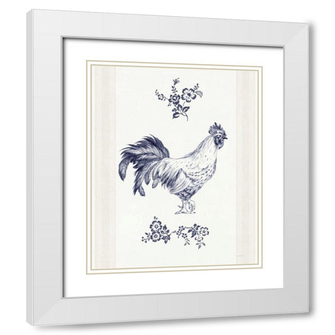 Summer Chickens I White Modern Wood Framed Art Print with Double Matting by Nai, Danhui