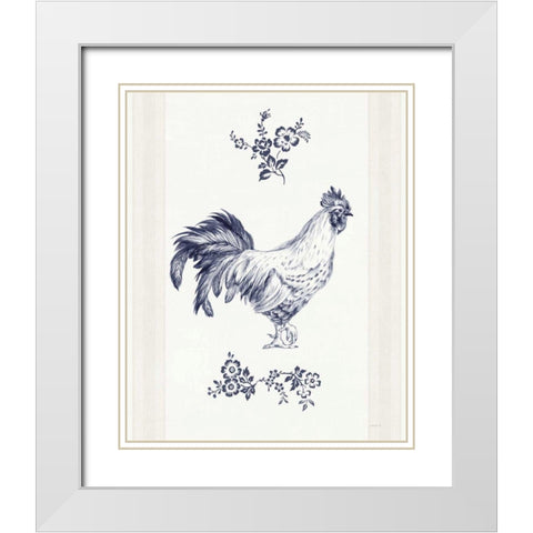 Summer Chickens I White Modern Wood Framed Art Print with Double Matting by Nai, Danhui