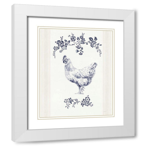 Summer Chickens II White Modern Wood Framed Art Print with Double Matting by Nai, Danhui