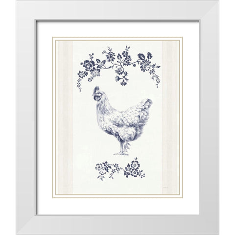 Summer Chickens II White Modern Wood Framed Art Print with Double Matting by Nai, Danhui