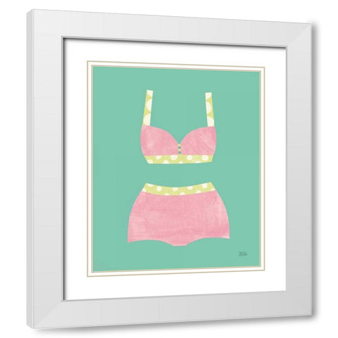 Bathing Beauties III Pastel White Modern Wood Framed Art Print with Double Matting by Averinos, Melissa
