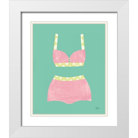 Bathing Beauties III Pastel White Modern Wood Framed Art Print with Double Matting by Averinos, Melissa