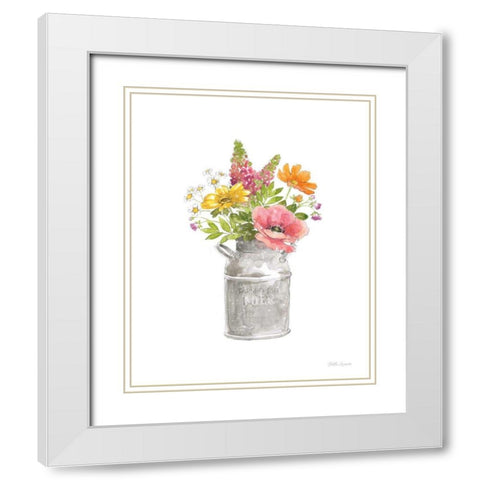 Farmhouse Floral VIII White White Modern Wood Framed Art Print with Double Matting by Grove, Beth
