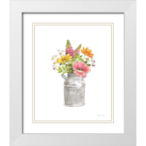 Farmhouse Floral VIII White White Modern Wood Framed Art Print with Double Matting by Grove, Beth