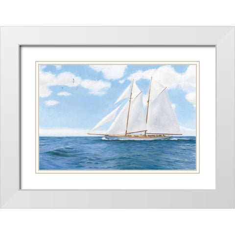Majestic Sailboat White Sails White Modern Wood Framed Art Print with Double Matting by Wiens, James
