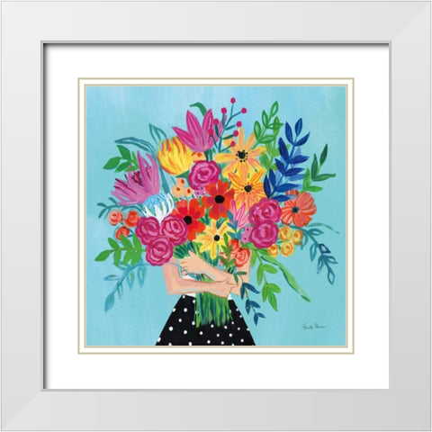 A Bunch of Flowers II White Modern Wood Framed Art Print with Double Matting by Zaman, Farida
