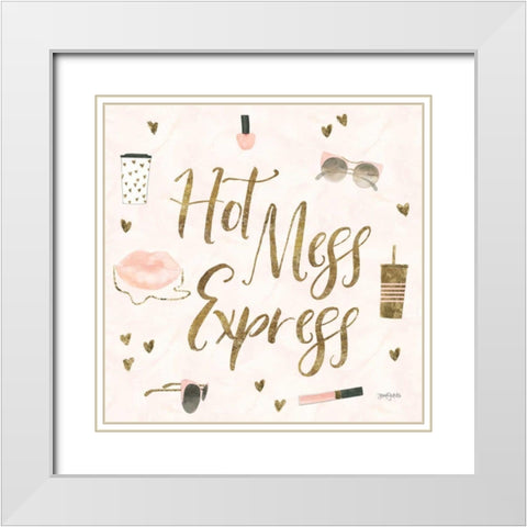 Boss Ladies VII Pink Hot Mess White Modern Wood Framed Art Print with Double Matting by Jackson, Jenaya
