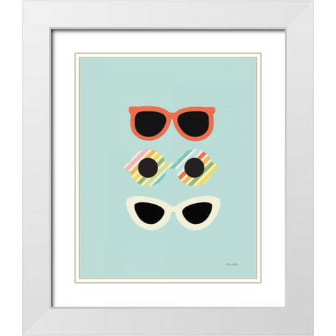 Glamour Sunglasses White Modern Wood Framed Art Print with Double Matting by Kelle, Ann