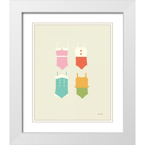 Summer Bathing Suits White Modern Wood Framed Art Print with Double Matting by Kelle, Ann