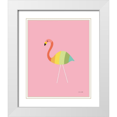 Flamingo Colors White Modern Wood Framed Art Print with Double Matting by Kelle, Ann