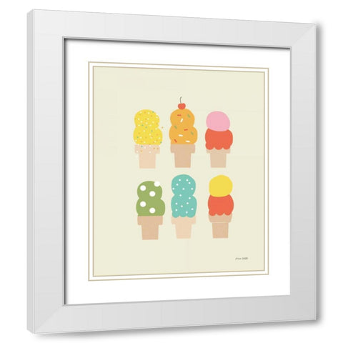 Double Scoops White Modern Wood Framed Art Print with Double Matting by Kelle, Ann