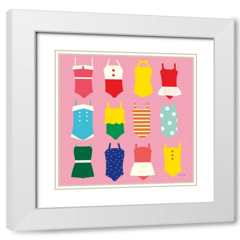 Bathing Suits Galore White Modern Wood Framed Art Print with Double Matting by Kelle, Ann