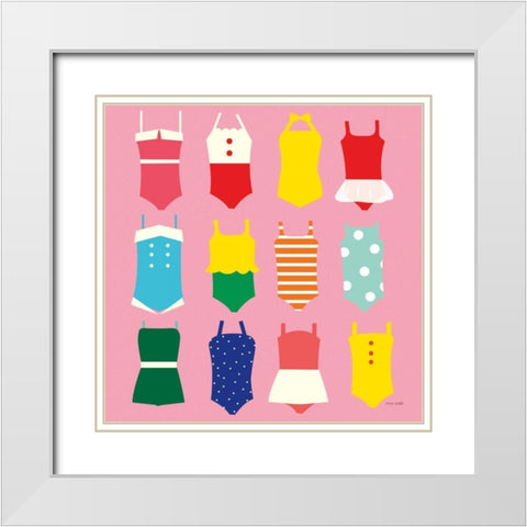 Bathing Suits Galore White Modern Wood Framed Art Print with Double Matting by Kelle, Ann