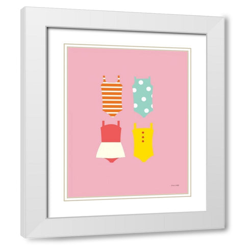Bathing Suits Galore II White Modern Wood Framed Art Print with Double Matting by Kelle, Ann
