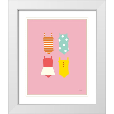 Bathing Suits Galore II White Modern Wood Framed Art Print with Double Matting by Kelle, Ann