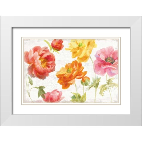 Full Bloom I White Modern Wood Framed Art Print with Double Matting by Nai, Danhui