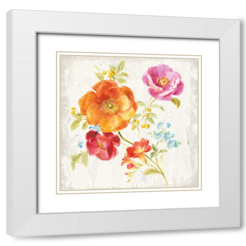 Full Bloom II White Modern Wood Framed Art Print with Double Matting by Nai, Danhui