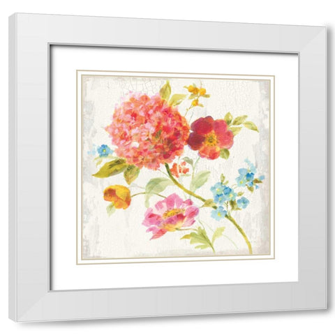 Full Bloom IV White Modern Wood Framed Art Print with Double Matting by Nai, Danhui