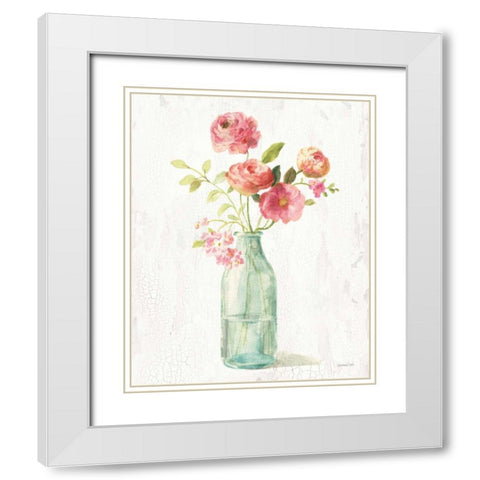 Full Bloom VI White Modern Wood Framed Art Print with Double Matting by Nai, Danhui