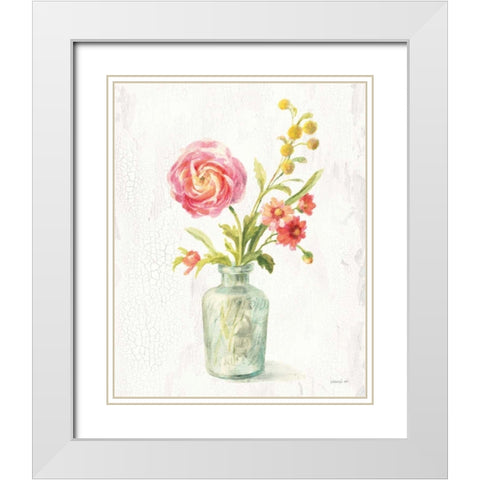 Full Bloom VII White Modern Wood Framed Art Print with Double Matting by Nai, Danhui