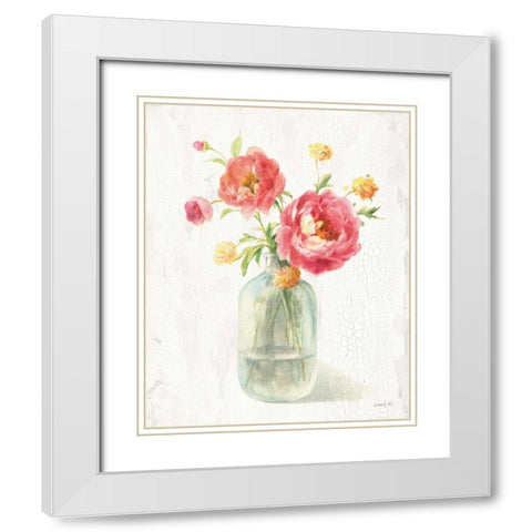 Full Bloom VIII White Modern Wood Framed Art Print with Double Matting by Nai, Danhui