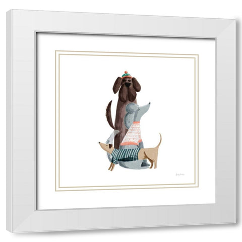 Picnic Pets Dogs II White Modern Wood Framed Art Print with Double Matting by Thorns, Becky