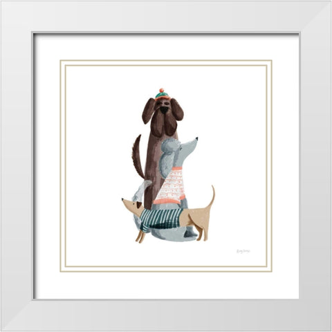 Picnic Pets Dogs II White Modern Wood Framed Art Print with Double Matting by Thorns, Becky