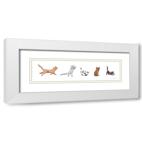 Playful Pets Cats III White Modern Wood Framed Art Print with Double Matting by Thorns, Becky