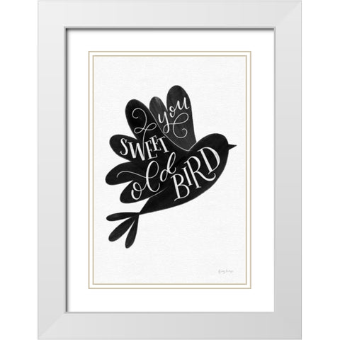 Sweet Old Bird BW White Modern Wood Framed Art Print with Double Matting by Thorns, Becky