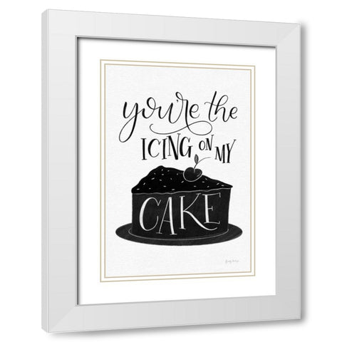 Icing On My Cake BW White Modern Wood Framed Art Print with Double Matting by Thorns, Becky