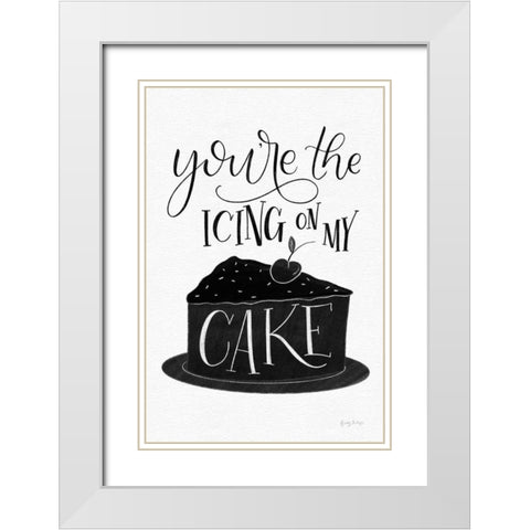 Icing On My Cake BW White Modern Wood Framed Art Print with Double Matting by Thorns, Becky