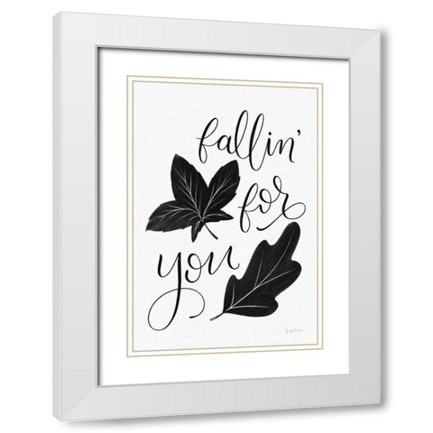 Fallin For You BW White Modern Wood Framed Art Print with Double Matting by Thorns, Becky