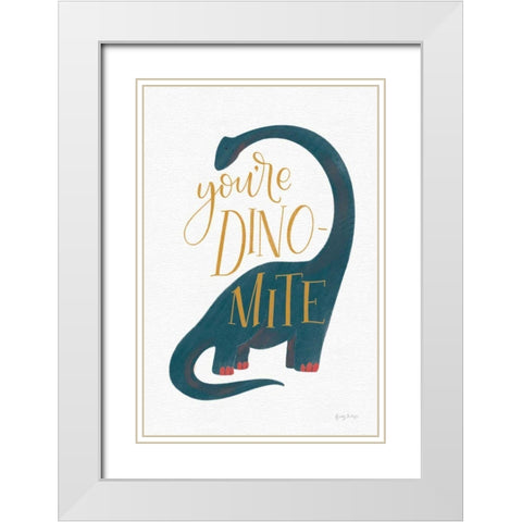 Dinomite White Modern Wood Framed Art Print with Double Matting by Thorns, Becky