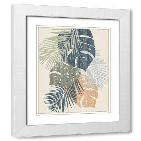 Monstera V White Modern Wood Framed Art Print with Double Matting by Adams, Sarah